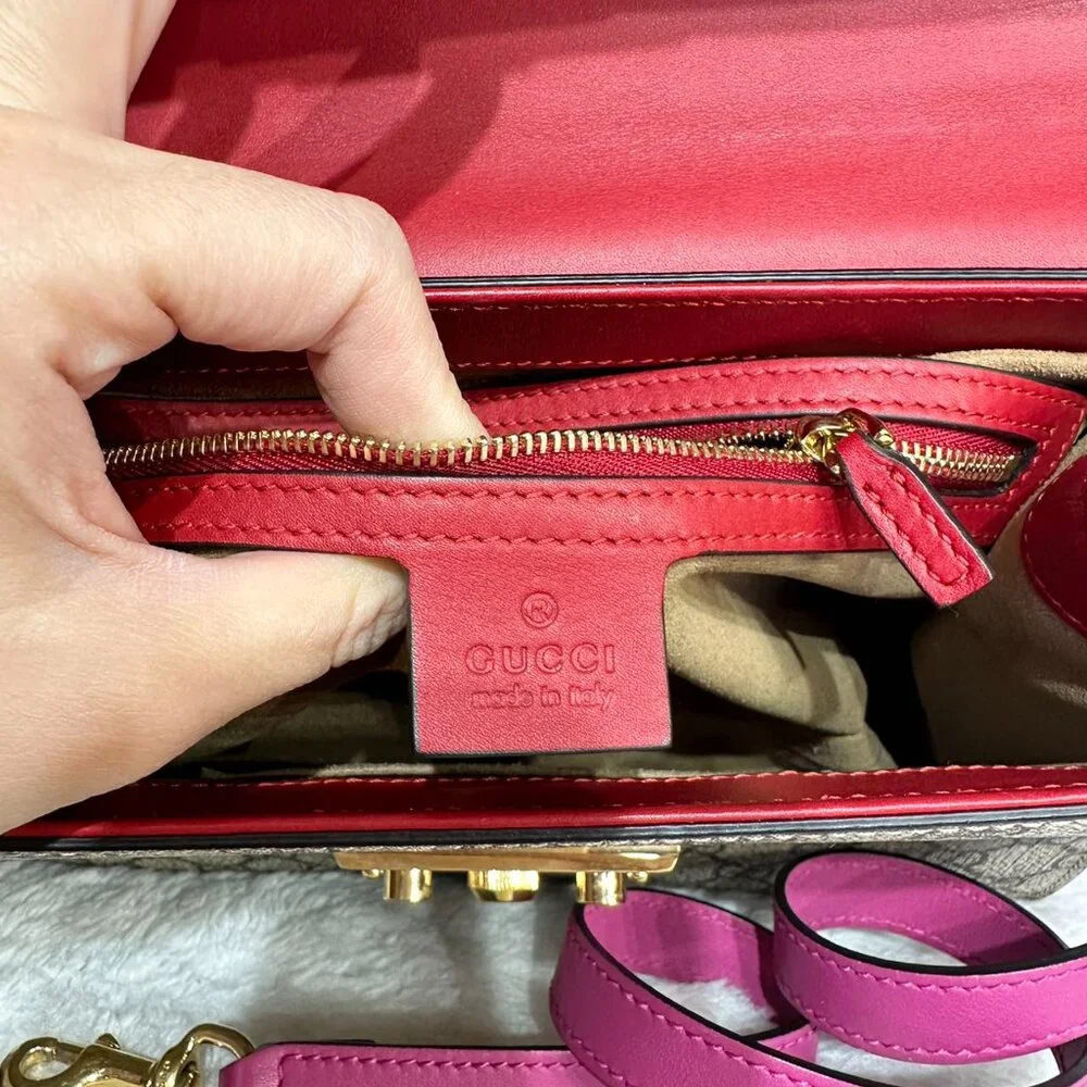 Gucci GG Logo Supreme With Top Handle Padlock Shoulder Bag Crossbody - Picture 8 of 9